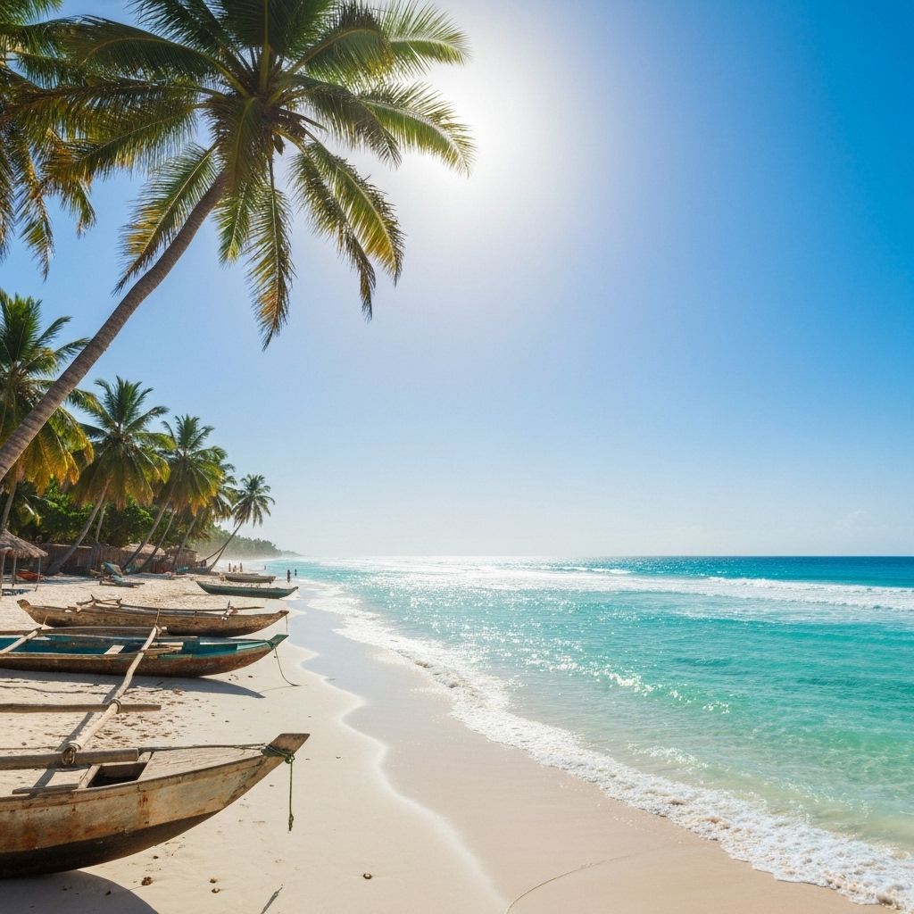 Gambian Beach with Fishing Boats